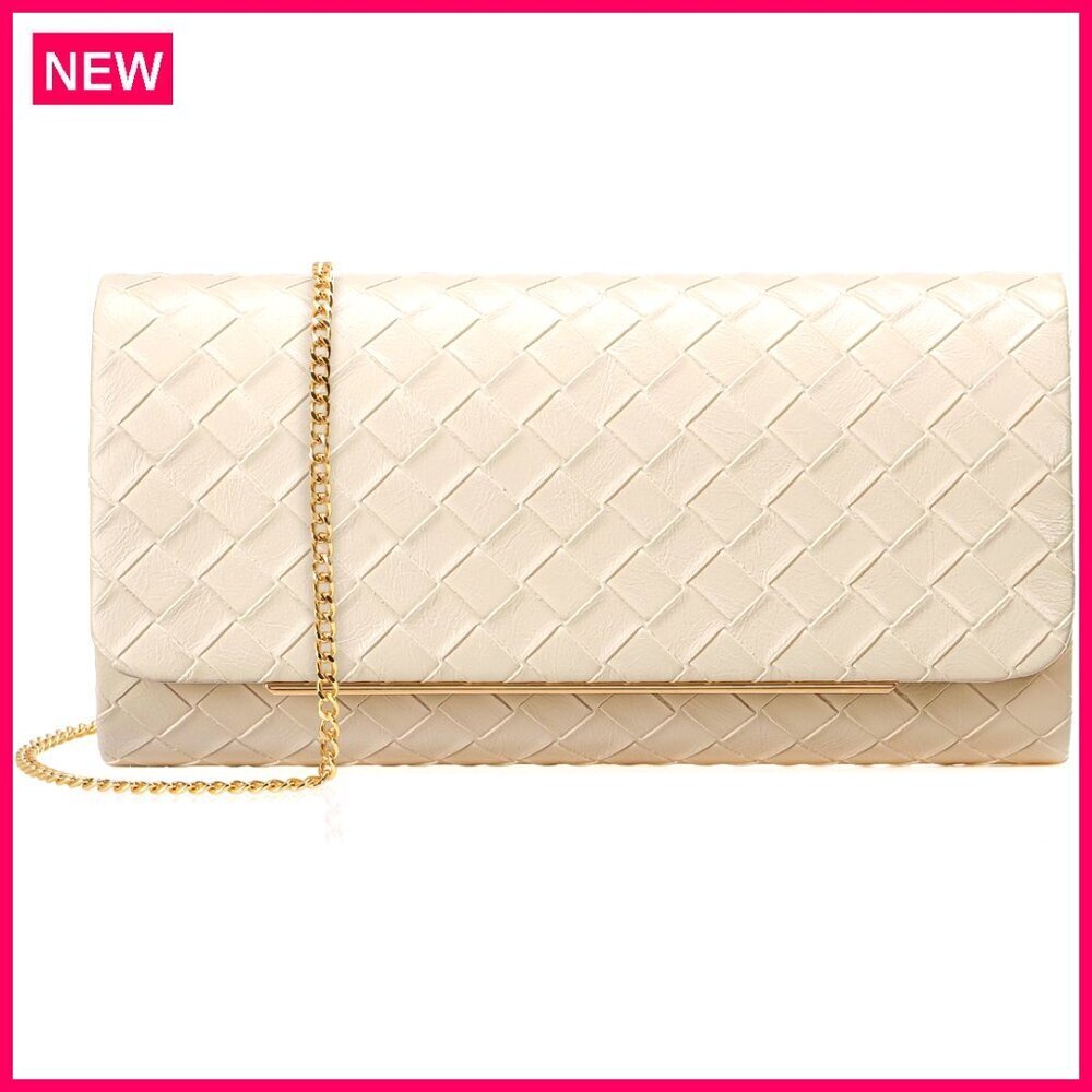 Evening Clutch with Detachable Strap, PU Material, 9.45x4.65 Inches
